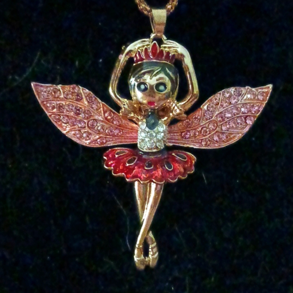 Crystal Sugarplum Fairy Pendant Necklace